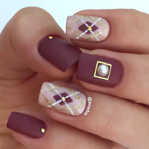 Matte Argyle Nail Design #mattenails
