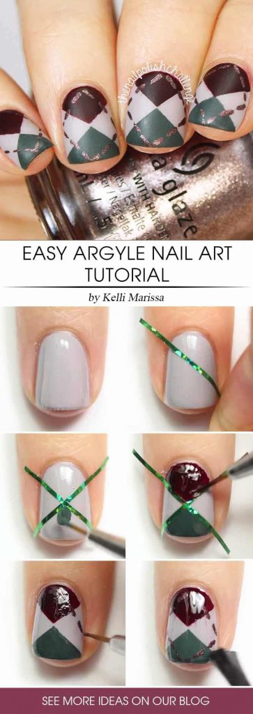 Easy Argyle Nail Art Step By Step