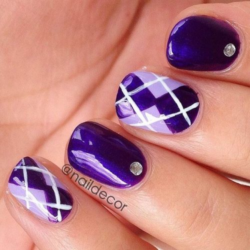 Purple Argyle Nail Design #shortnails