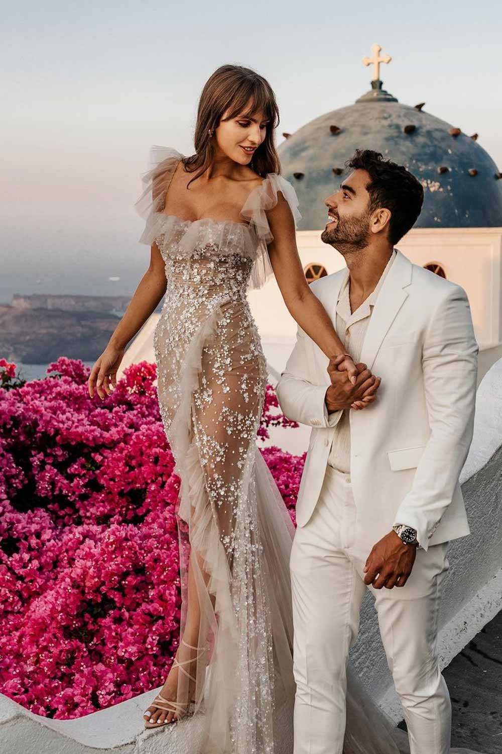 Ruffled Beach Wedding Dress