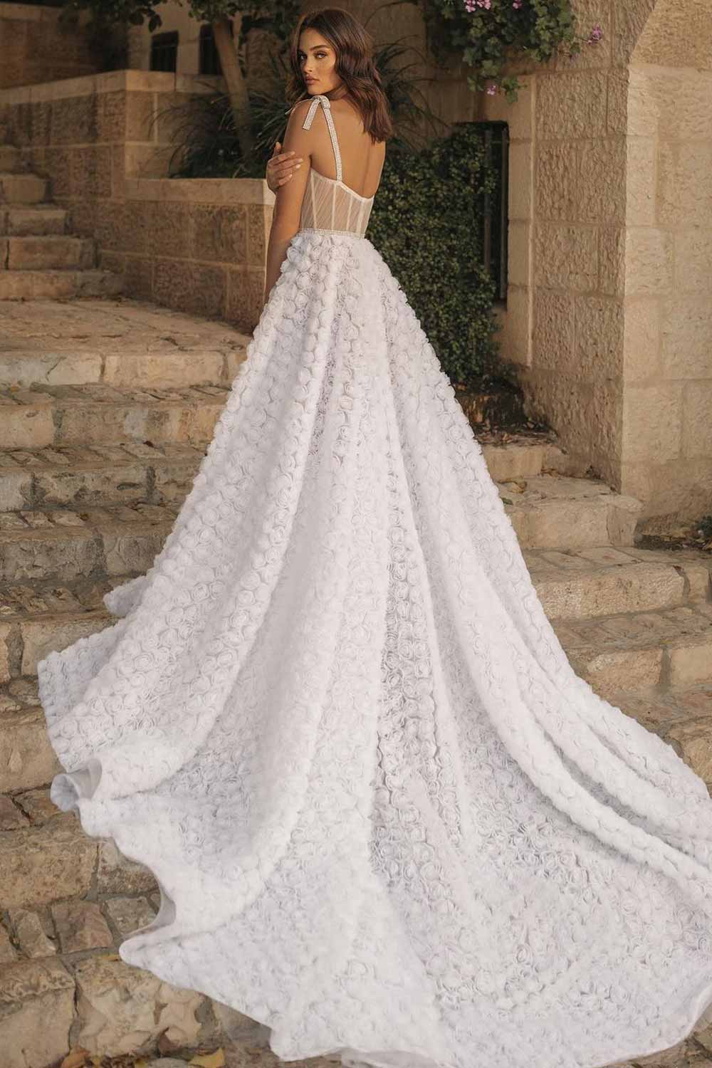 Long Back Ball Gown for Beach Wedding