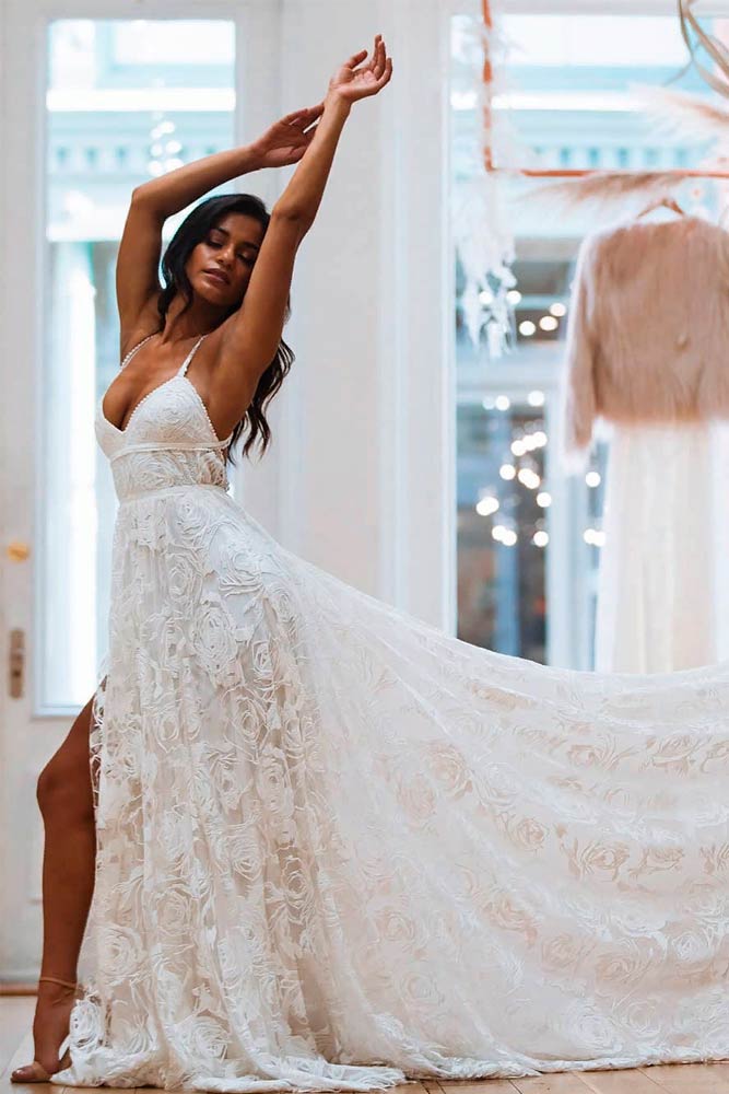 High Low Wrap Wedding Dress #modernweddingdress #stylishweddingdress