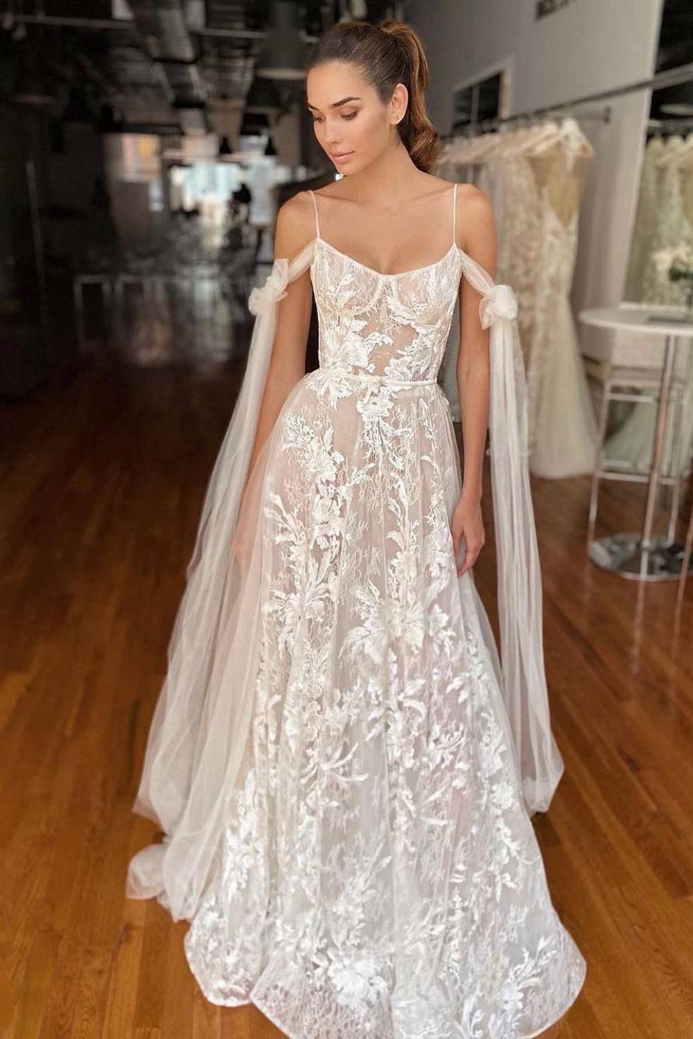 Long Classy Wedding Dress for Beach Ceremony