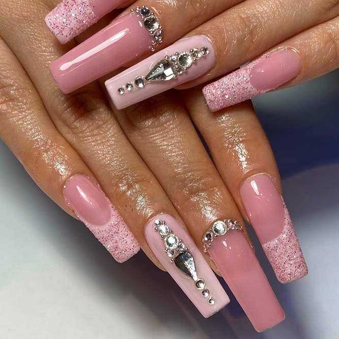 Birthday Manicure with Rhinestones