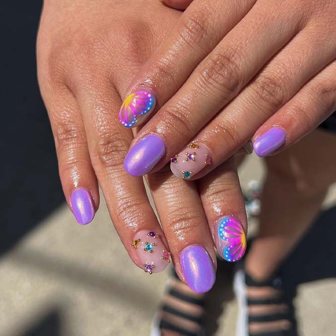 Birthday Manicure with Rhinestones