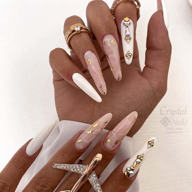 Birthday Manicure with Rhinestones