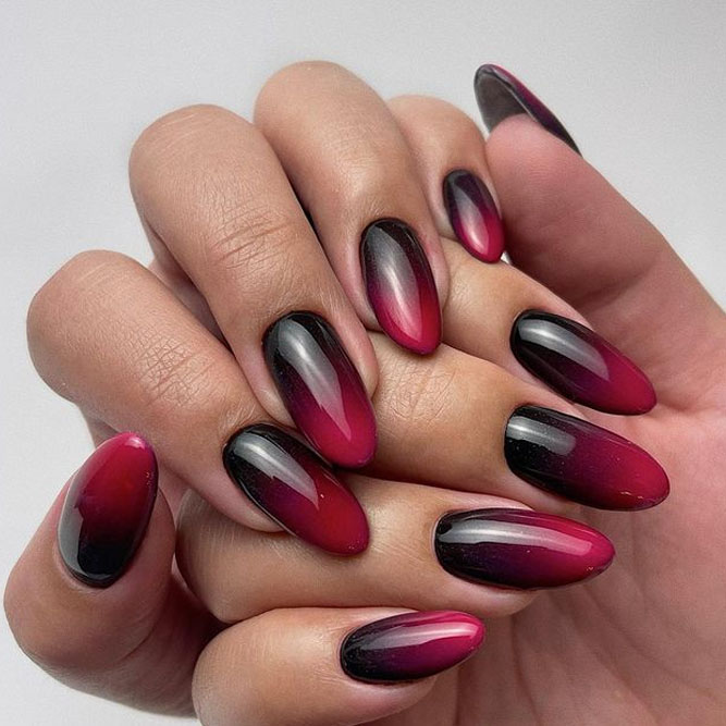 Gradient Burgundy Nails