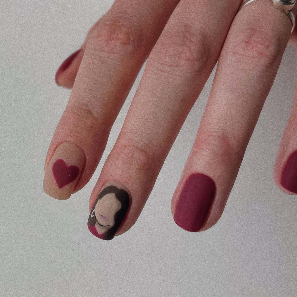 Matte Burgundy Nails 