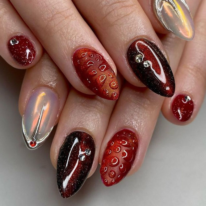Burgundy Short Stiletto Nails