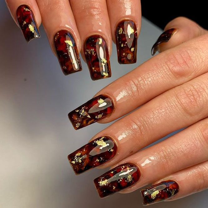 Burgundy Tortoise Nails