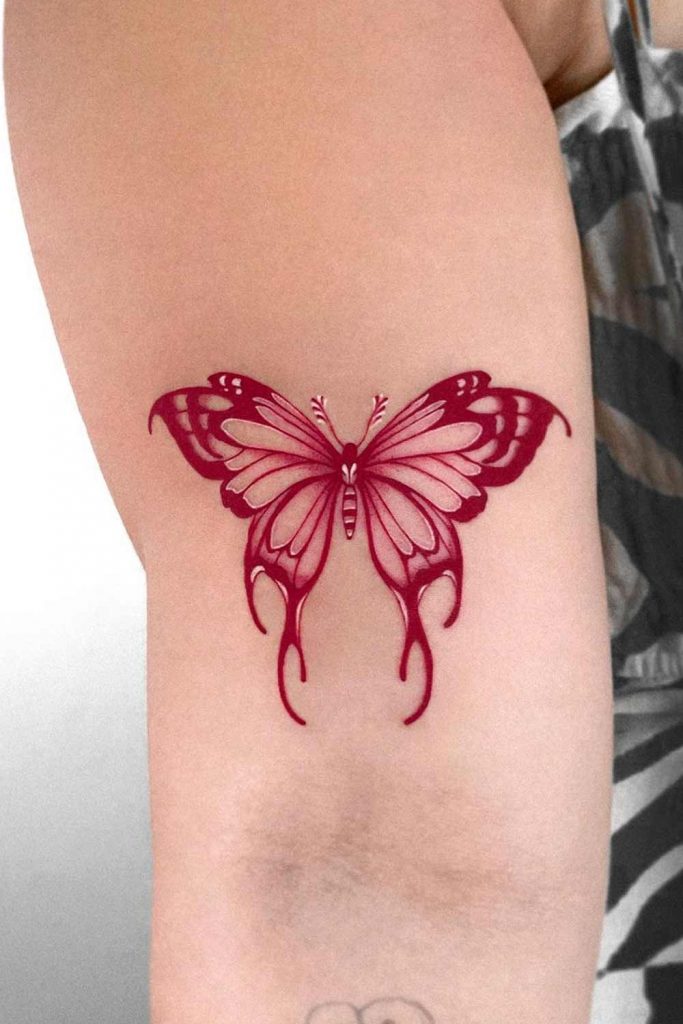 Red Butterfly Tattoo Design