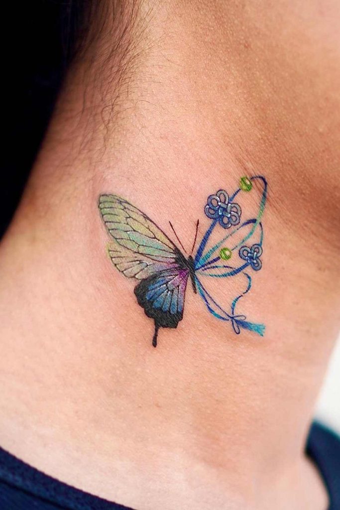 Neck Butterfly Tattoo Design