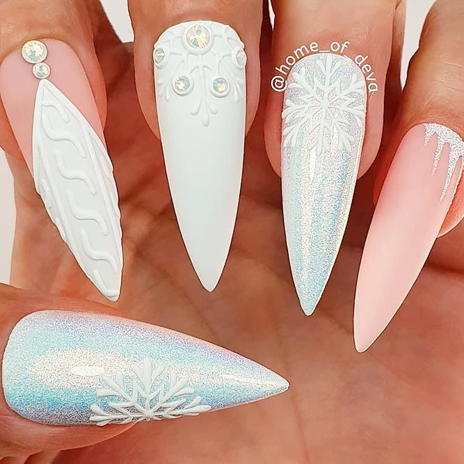 Holographic Nails For Christmas #longnails #holonails