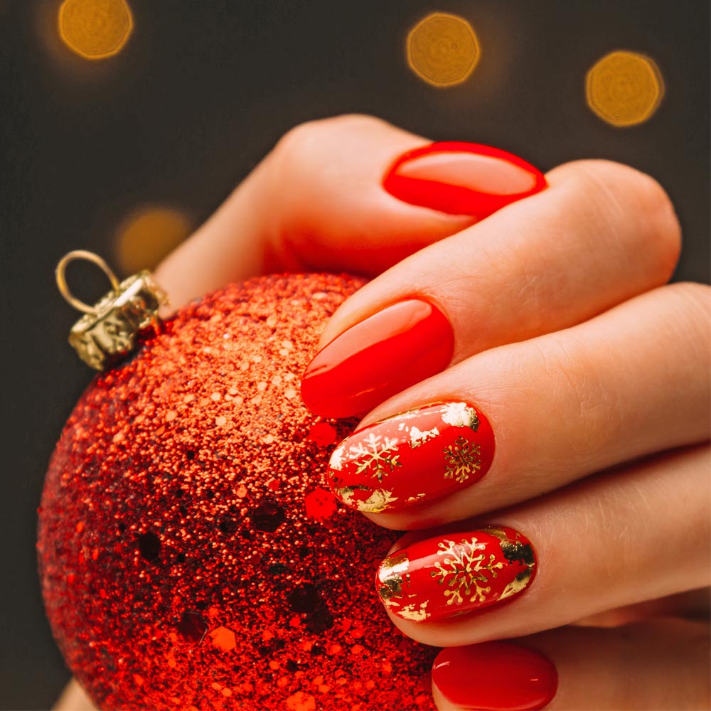 Sparkly Snowflakes Nail Art