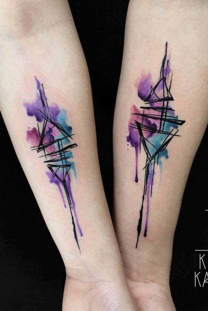 Watercolor Couple Tattoos