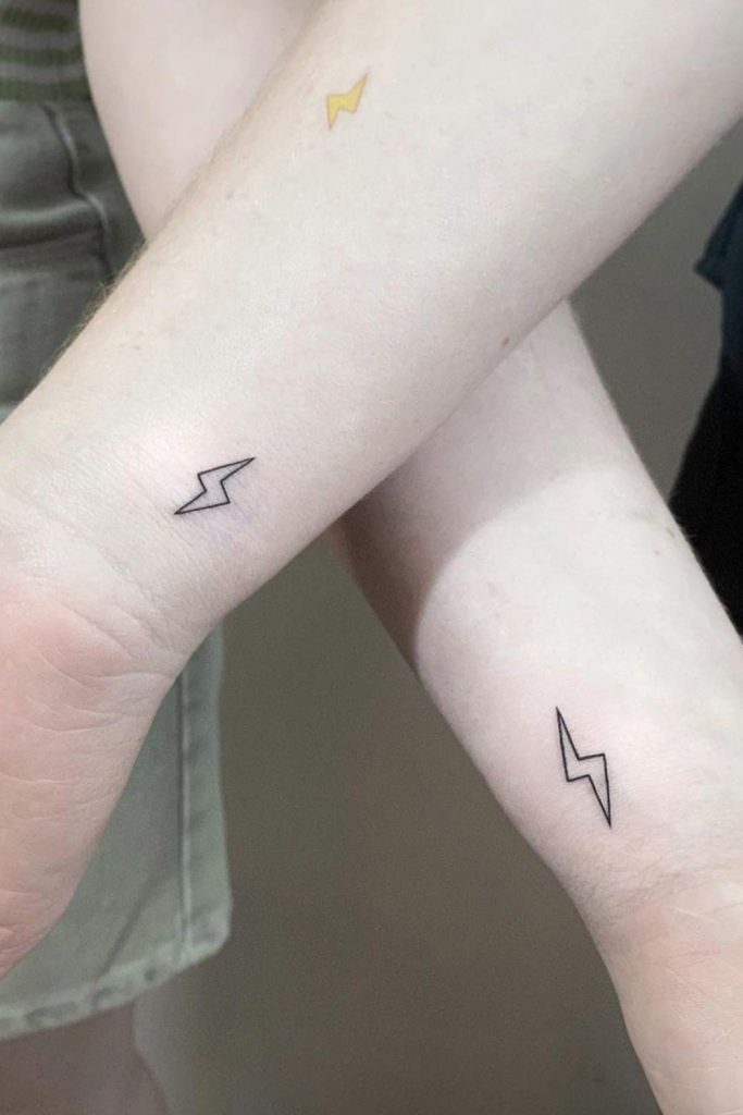 Matching Lightning Bolt Tattoos