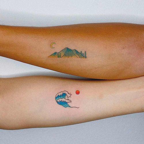 Nature Themed Tattoo Design For Couple #naturethemedtattoo #tattoosdesign