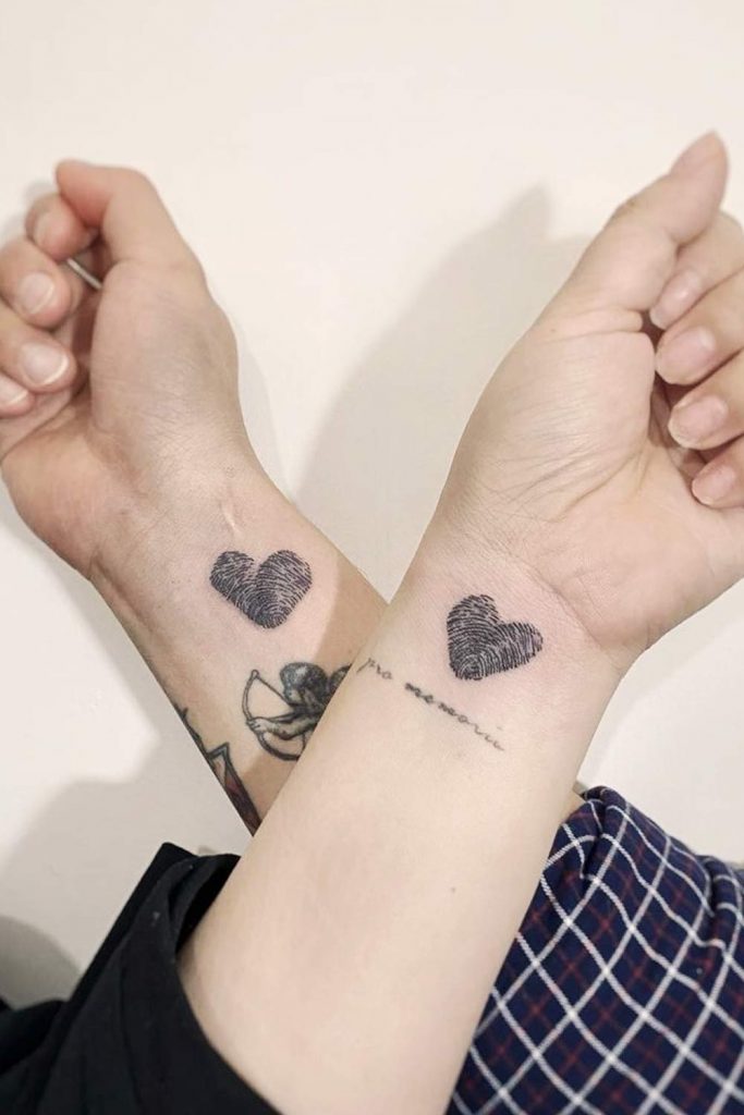 Wrist Couple Tattoo with Finger Prints
