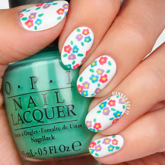 Colorful Spring Flowers #flowersnails #easynails