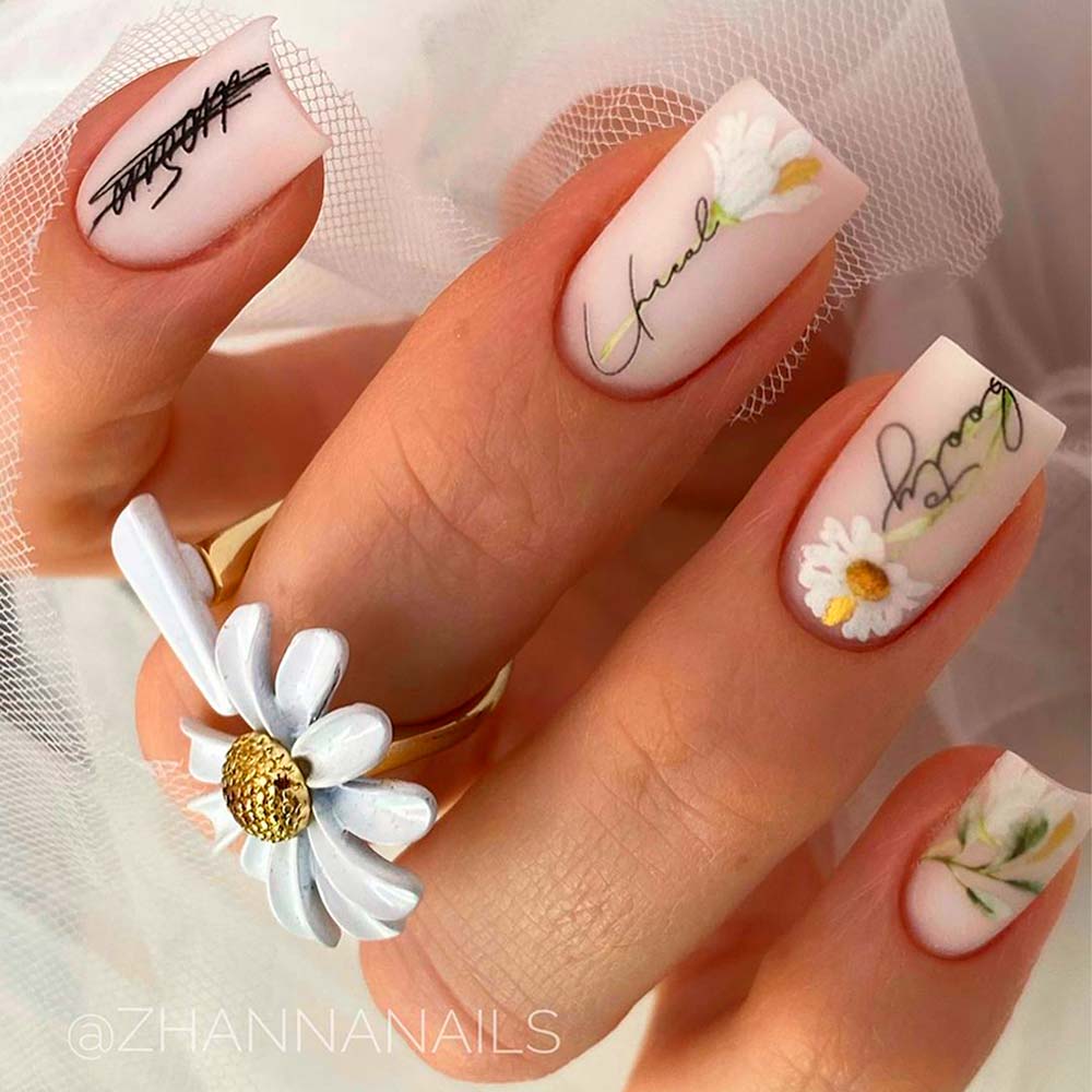 Easter Daisy Nail Art