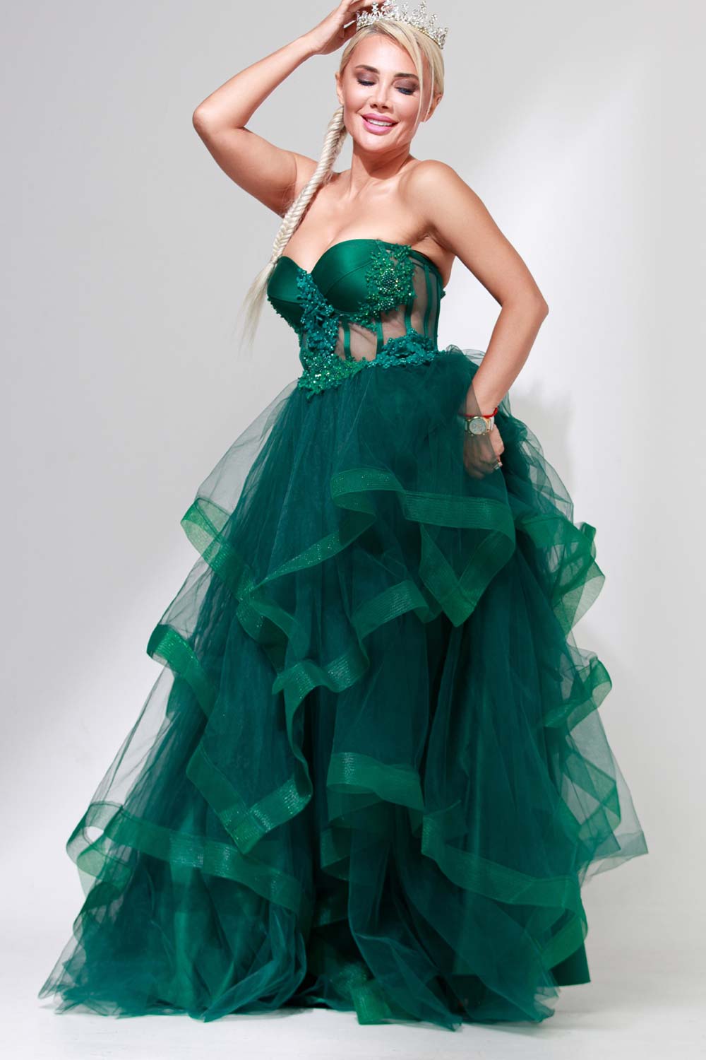 Ruffled Green Christmas Dress