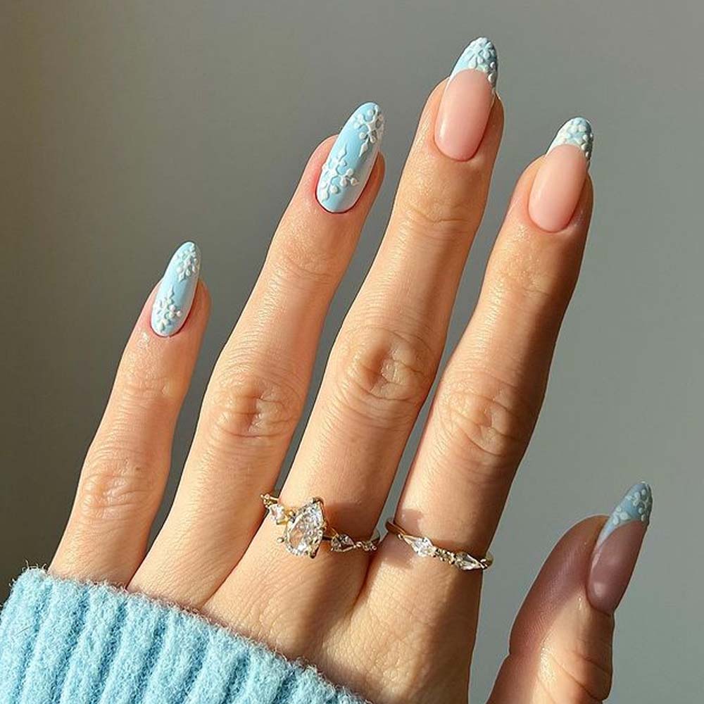 Textured French Snowflake Nails