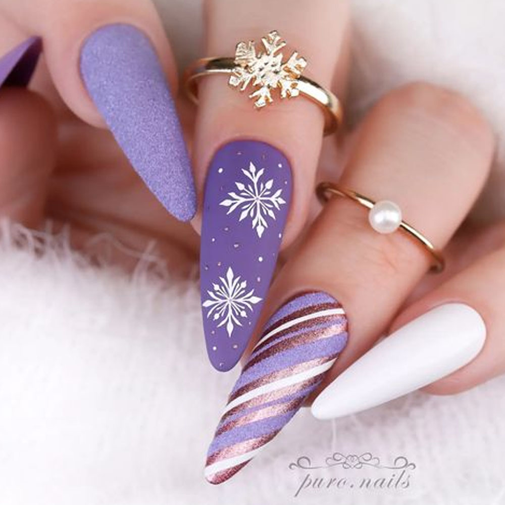 Purple Snowflake Nails