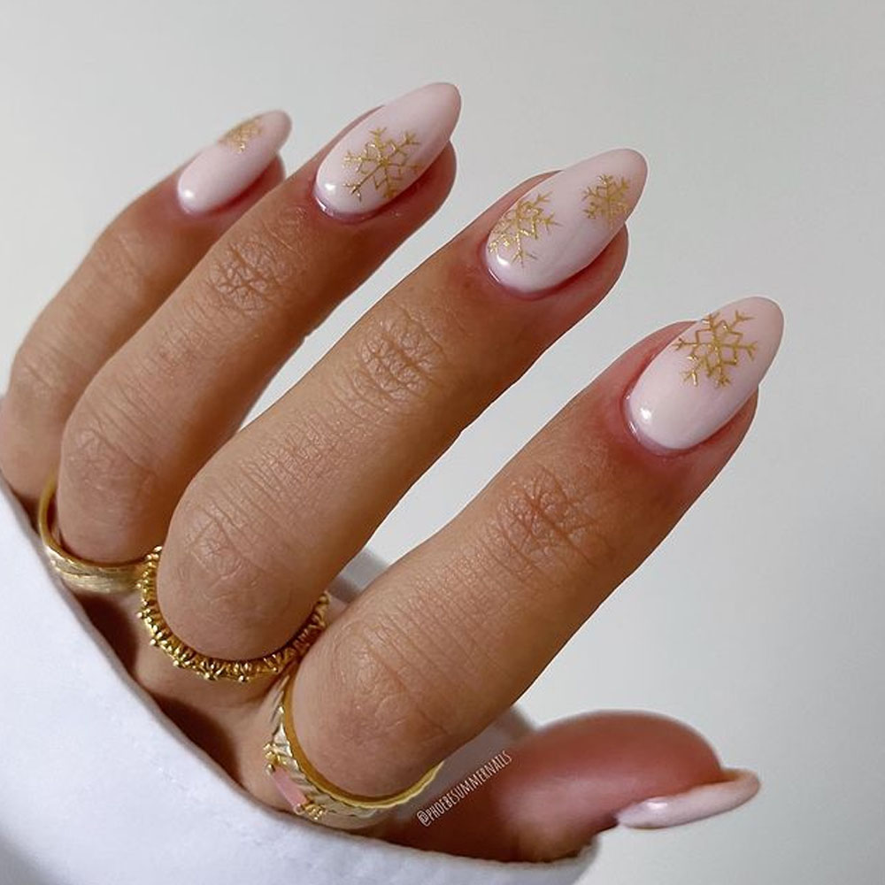 Chrome Snowflakes Nails