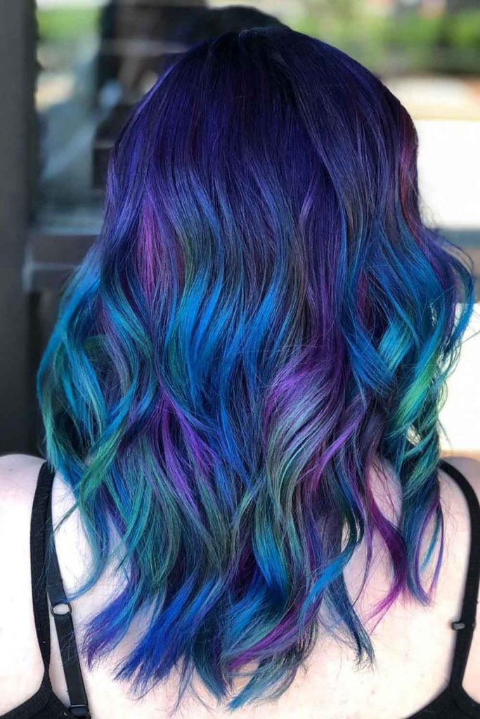 Blue and Purple Layred Hair
