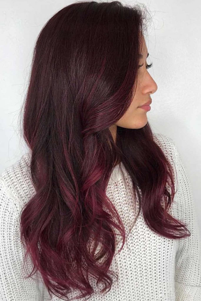 Long Burgundy-Colored Haircut With Layers #longhaircuts #layeredhair