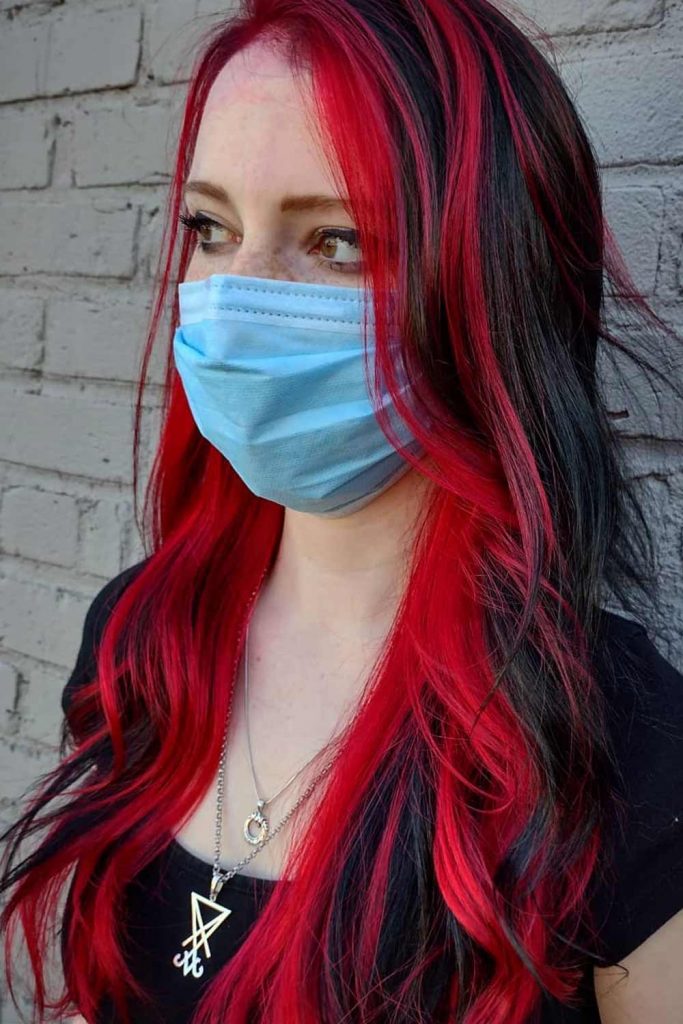 Dark Hair With Red Accent