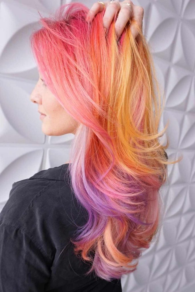 Pastel Color Mixed Layered Hair