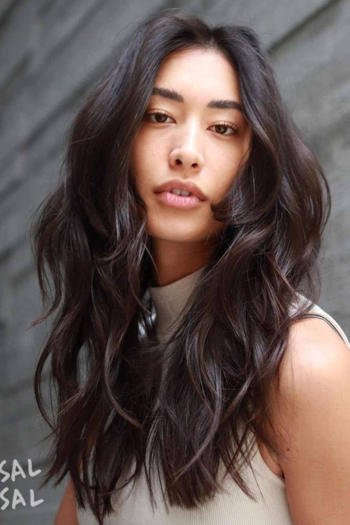 Dark Layered Hair with Face-Framing Bang