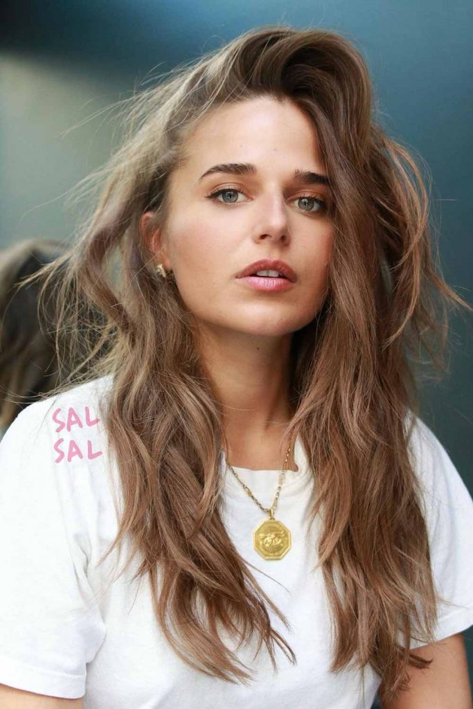Dirty Blonds Layered Hair with Side Bangs