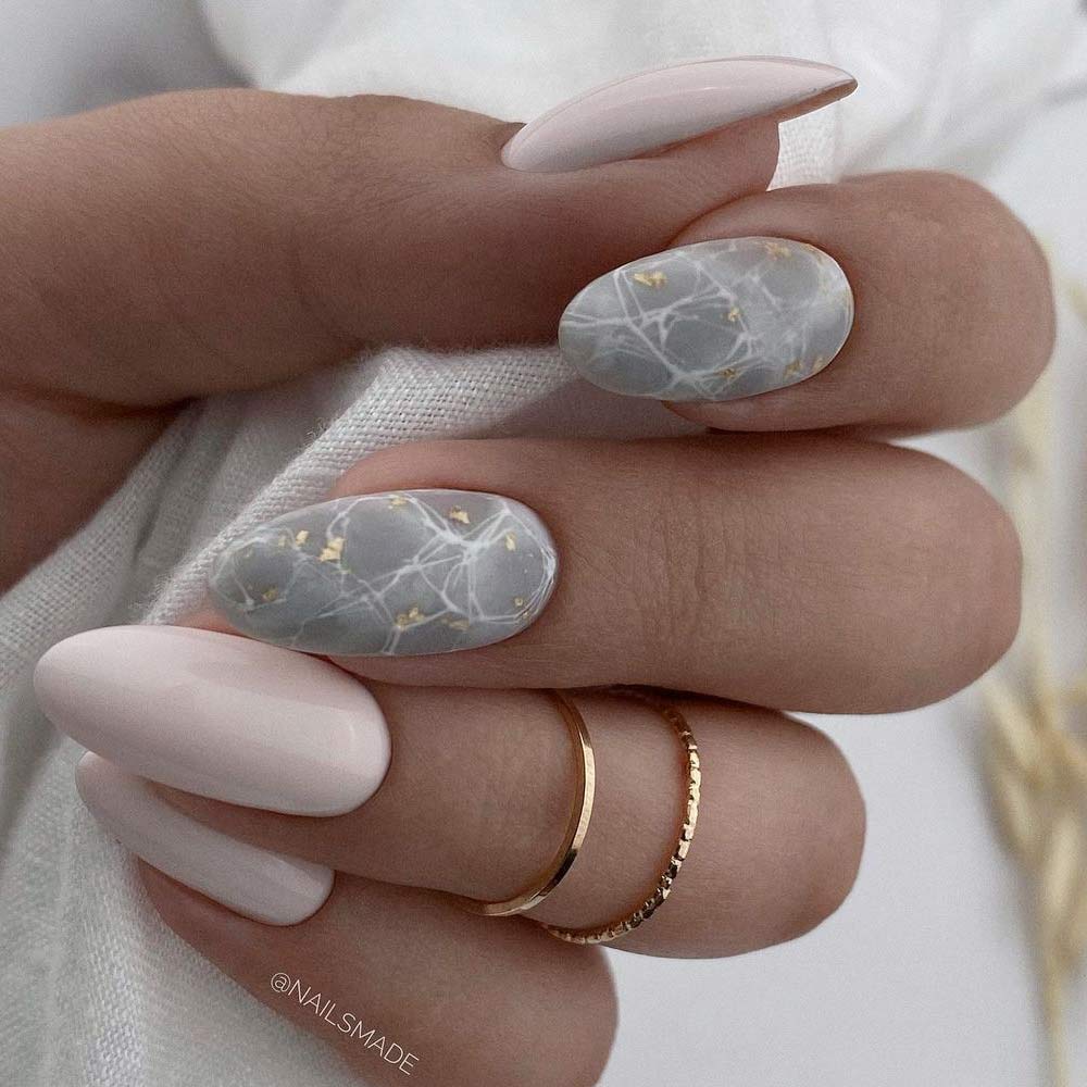 Nude Marble Nails Idea