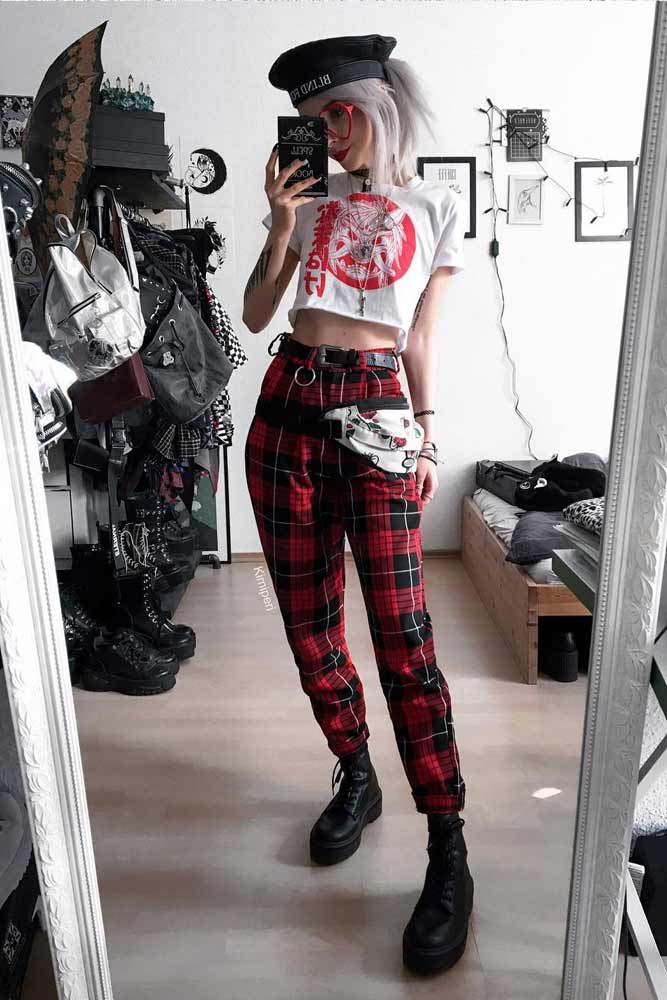 Plaid Pants, Top And Newsboy Cap #newsboycap #plaidpants