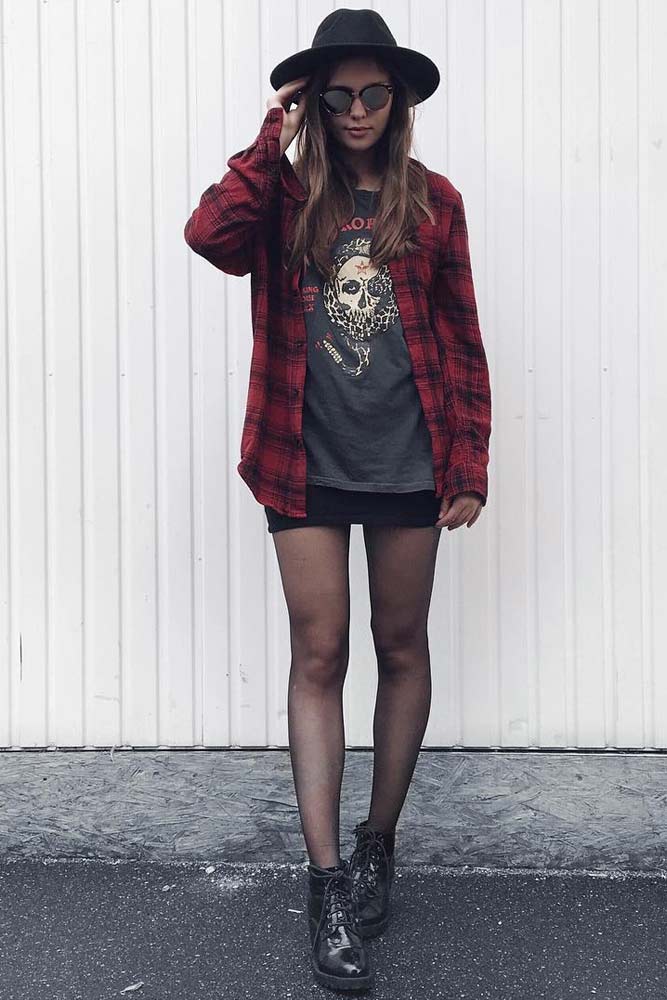 Plaid Shirt And Hat #plaidshirt #womenshirt