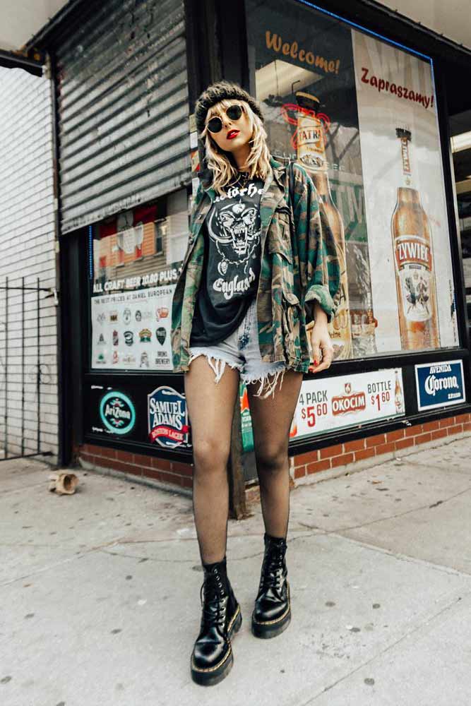 Grunge Look With Military Jacket #militaryjacket #womensmilitaryjacket