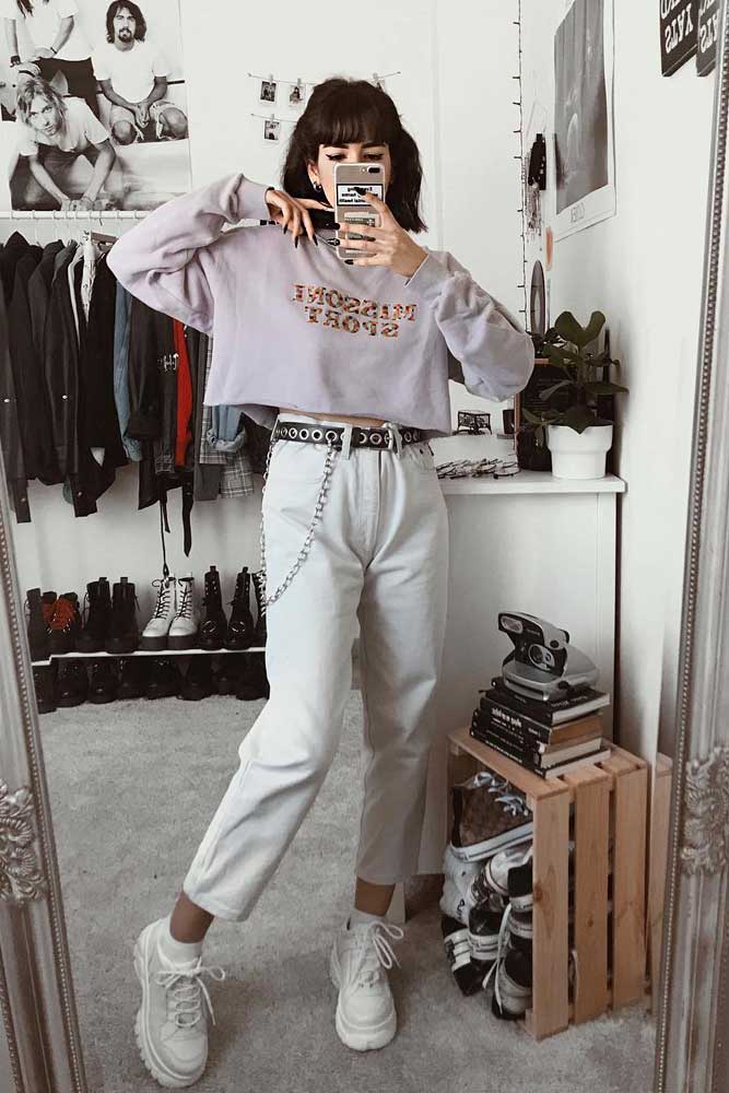 White Jeans With Short Long Sleeve Top #whitejeans