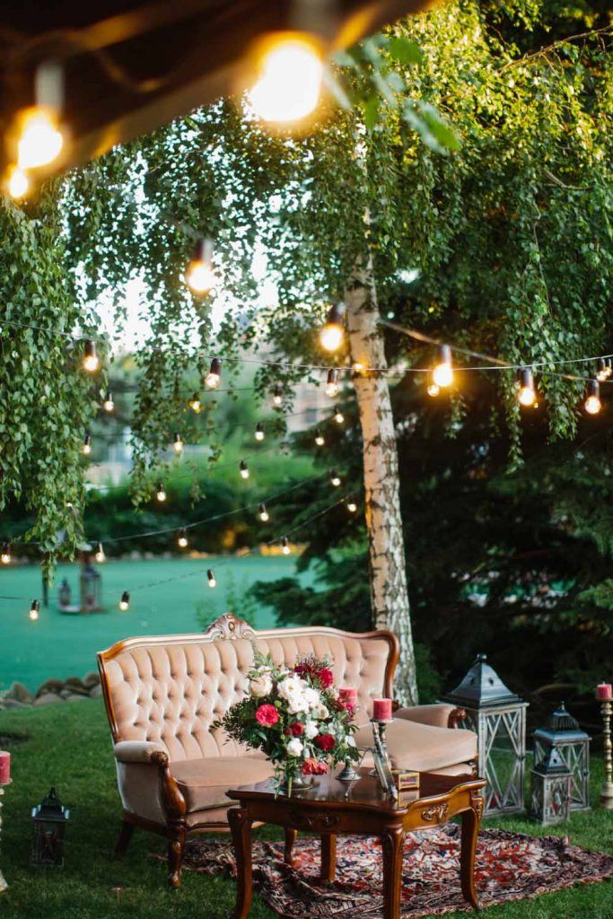 Beautiful Garden Place with Garlands
