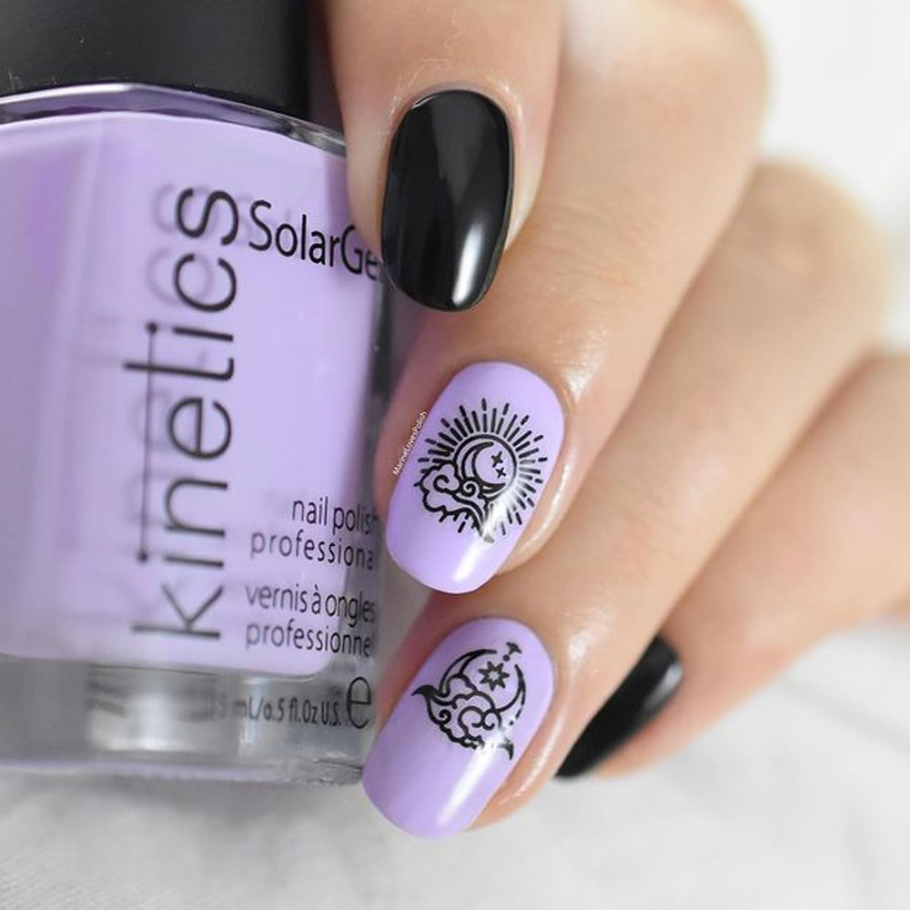 Black and Lavender Nails