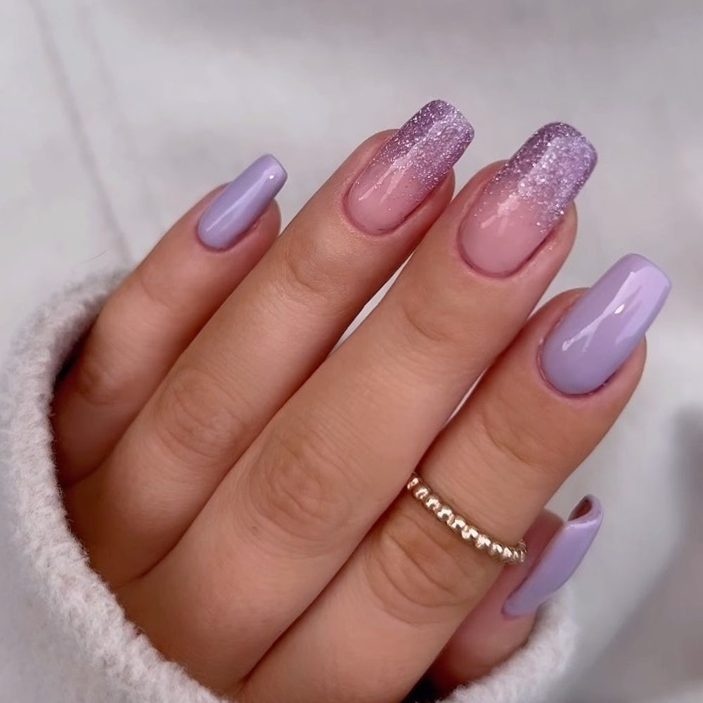 Glitter Lavender Nails