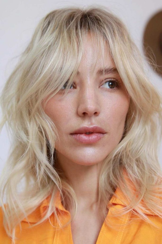 Blended Blonde Shag Cut with Bangs