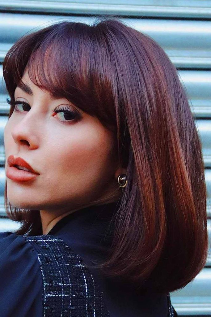 Classic Lob With Bangs