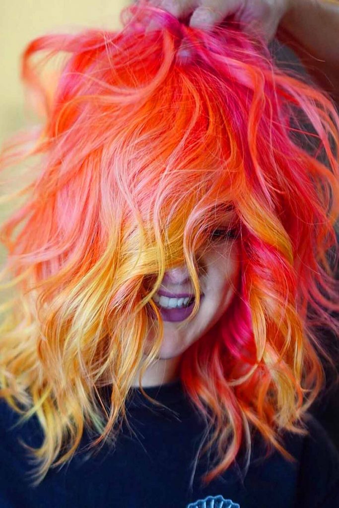 Rose Gold & Pink Ombre Layered Medium-Length Hairstyles