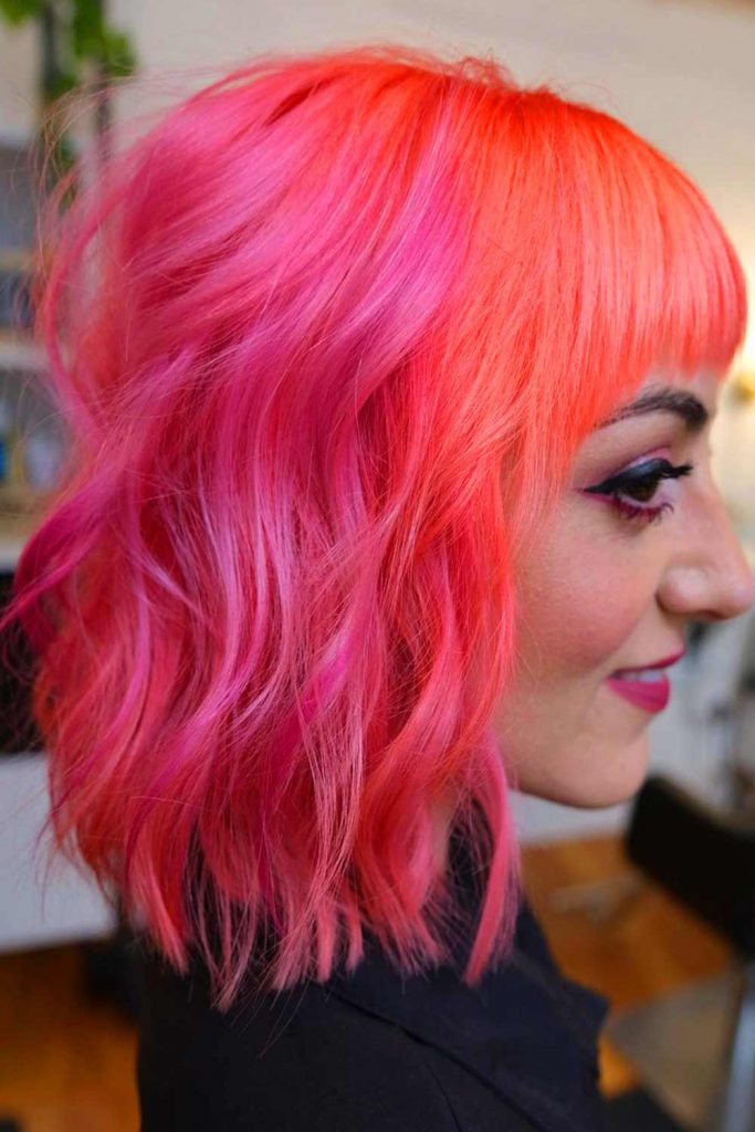 Colored Medium Haircuts with Layers