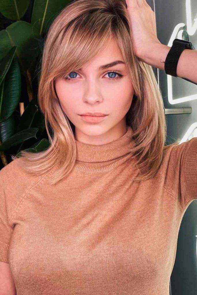 Lovely Medium Hair Styles With Layers And Long Bangs #longbangs #layers