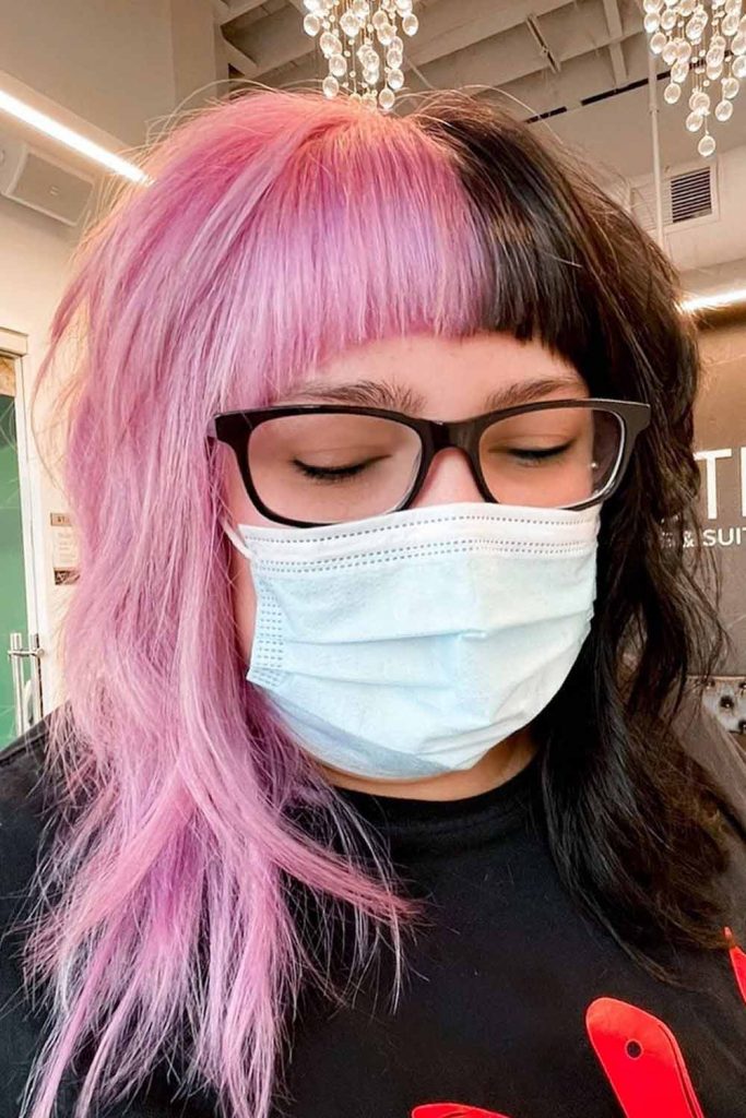 Split Pink & Brown Hair