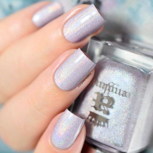 Holographic Grey Nails #holhonails #silvernails #squarenails