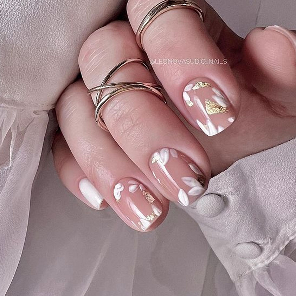 Floral Mood Nude Nail Art